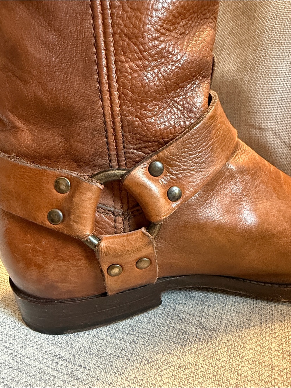 FRYE Women’s Phillip Harness Tall Leather Riding Boots in Cognac Brown Size 9 - Picture 8 of 16